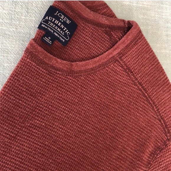 Men’s J. crew authentic thermal crew cut maroon Waffle Knit - Picture 3 of 5